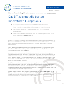 Das EIT zeichnet die besten Innovatoren Europas aus