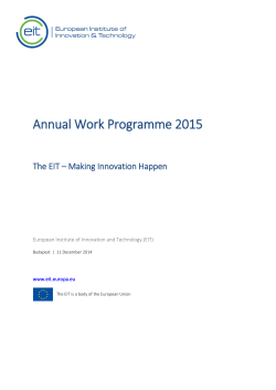 EIT Annual Work Programme 2015