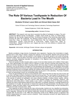 The Role Of Various Toothpaste In Reduction Of Bacteria Load In