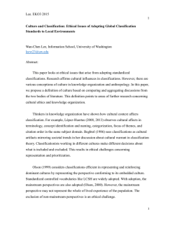 Lee. EKO3 2015 1 Culture and Classification