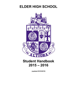 ELDER HIGH SCHOOL Student Handbook 2015 â 2016
