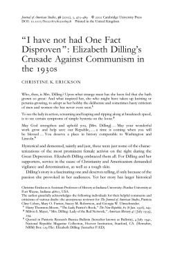 Elizabeth Dilling`s Crusade Against Communism in the 1930s