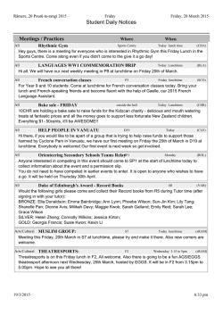 Student Daily Notices Friday 20 March 2015