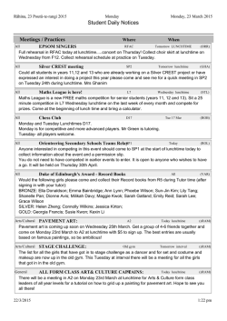 Student Daily Notices Monday 23 March 2015