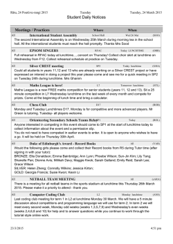 Student Daily Notices Tuesday 24 March 2015