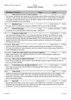 Student Daily Notices Monday 30 March 2015