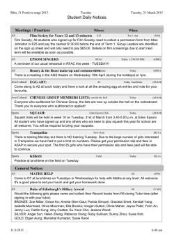 Student Daily Notices Tuesday 31 March 2015