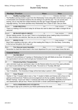 Student Daily Notices Monday 20 April 2015