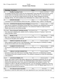Student Daily Notices Tuesday 21 April 2015