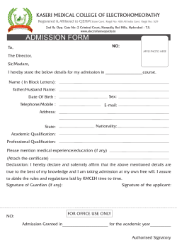 ADMISSION FORM - Electro Homeopathy