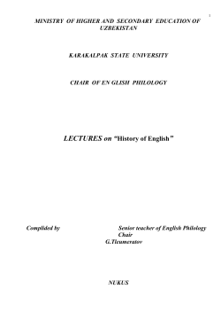 LECTURES on âHistory of Englishâ
