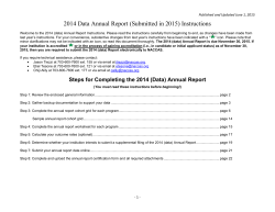 2014 Data Annual Report (Submitted in 2015) Instructions