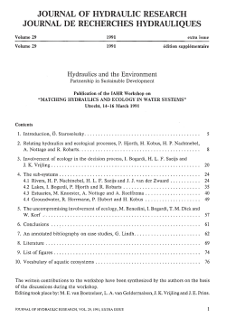 journal of hydraulic research journal de recherches hydrauliques