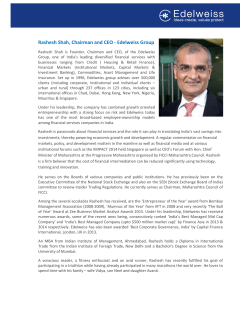 Rashesh Shah, Chairman and CEO - Edelweiss Group