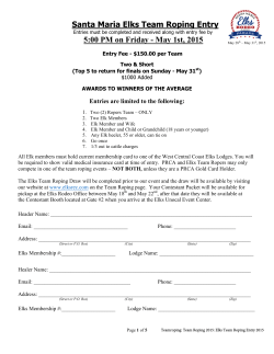 Elks Team Roping Entry Form and General Waiver Form