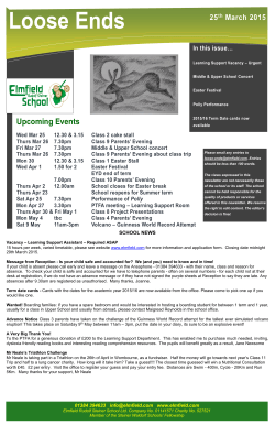 Loose Ends 25th March 2015 - Elmfield Rudolf Steiner School