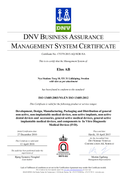 DNVBUSINESS ASSURANCE MANAGEMENT