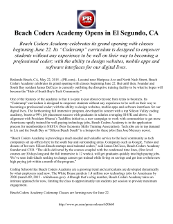 Beach Coders Academy Opens in El Segundo, CA
