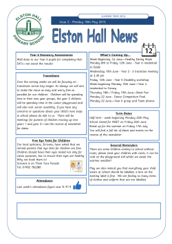 Newsletter 18th May 2015 - Elston Hall Primary School