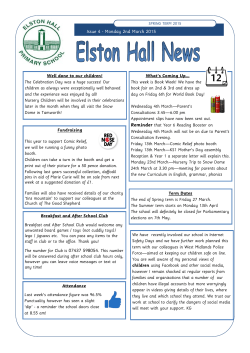 Newsletter 2nd March 2015 - Elston Hall Primary School