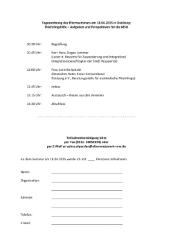 Tagesordnung des Elternseminars am 18.04.2015 in Duisburg