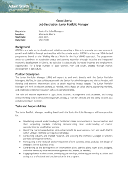 Grow Liberia Job Description: Junior Portfolio Manager Background
