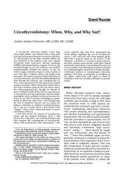 Cricothyroidotomy: When, Why, and Why Not?