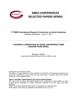 EMES CONFERENCES SELECTED PAPERS SERIES