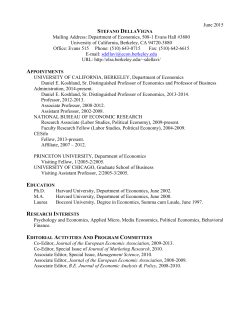 Stefano DellaVigna - CV - UC Berkeley Econometrics Laboratory
