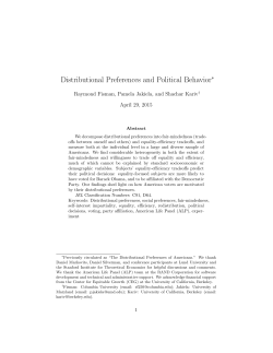 Distributional Preferences and Political Behavior