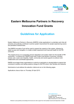 Guidelines for Application - Eastern Melbourne Medicare Local