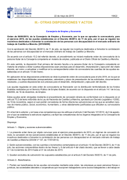 Orden 06-05-2015, de la ConsejerÃ­a de Empleo y EconomÃ­a, que