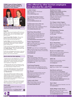 Jobs offered by other tourism employers who attended the Job Fair