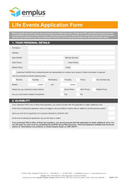 Life Events Application Form