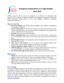 Emergency Preparedness on a Tight Budget April 2015