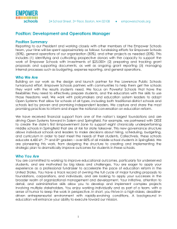 Position: Development and Operations Manager