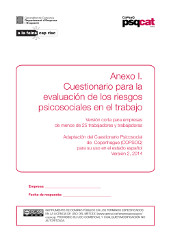Anexo I. Cuestionario para la evaluaciÃ³n de los riesgos