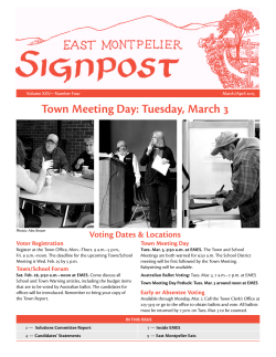 Town Meeting Day: Tuesday, March 3