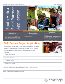 South A frica Field Partner Application