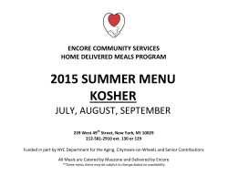 2015 SPRING MENU KOSHER - Encore Community Services