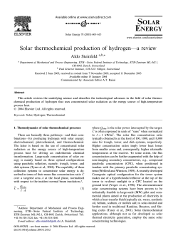 Solar thermochemical production of hydrogenââa review
