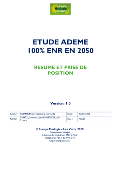 Etude Ademe 100% EnR en 2050 - Site de la Commission Energie
