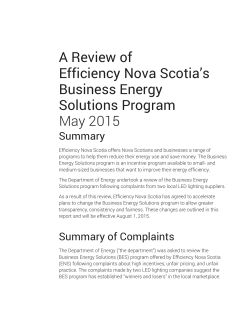 A Review of Efficiency Nova Scotia`s Business Energy Solutions