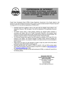 Expression of Interest (EOI) for appointment as External Auditors of