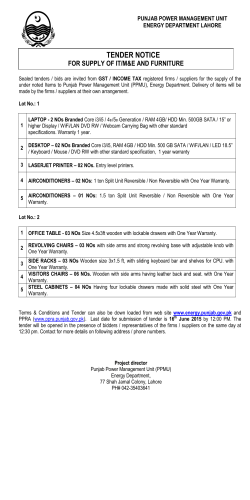 Tender Notice for the Supply of IT/M&E and Furniture & Fixture