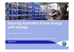 Securing Australia`s Future Energy with Storage