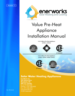 Value Pre-Heat Appliance Installation Manual