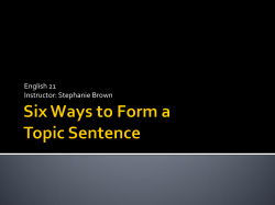 Six Ways to Form a Topic Sentence