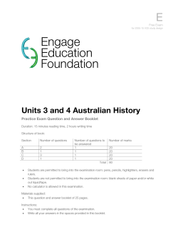 Unit 3 & 4 History: Australian - Practice Exam