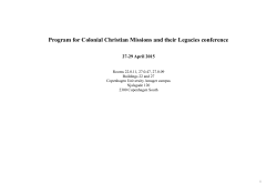 Program for Colonial Christian Missions and their Legacies